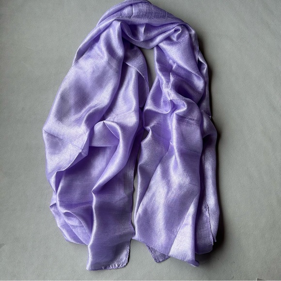 100% Silk Scarf ~ Light Purple  ~ Beautiful Shimmer! ~ Brand New! - Picture 7 of 7